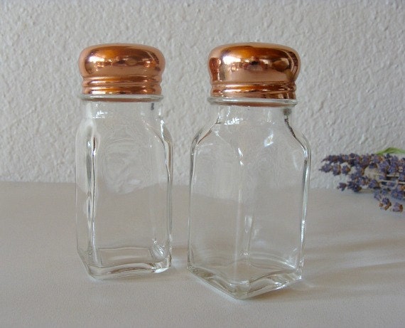 Vintage Copper Top Salt & Pepper Shakers | Etsy