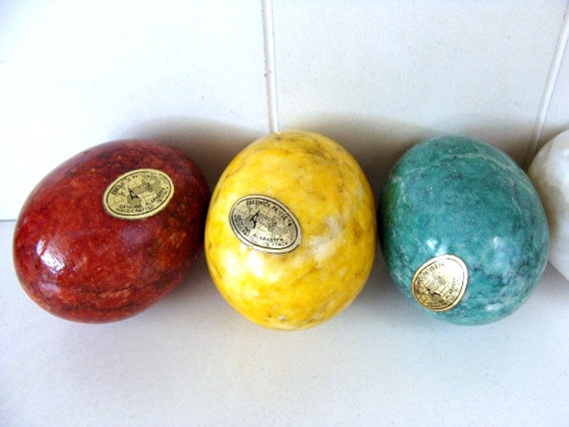 Vintage Genuine Alabaster Eggs Italy Etsy