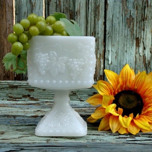Vintage Anchor Hocking Milk Glass Squared Compote