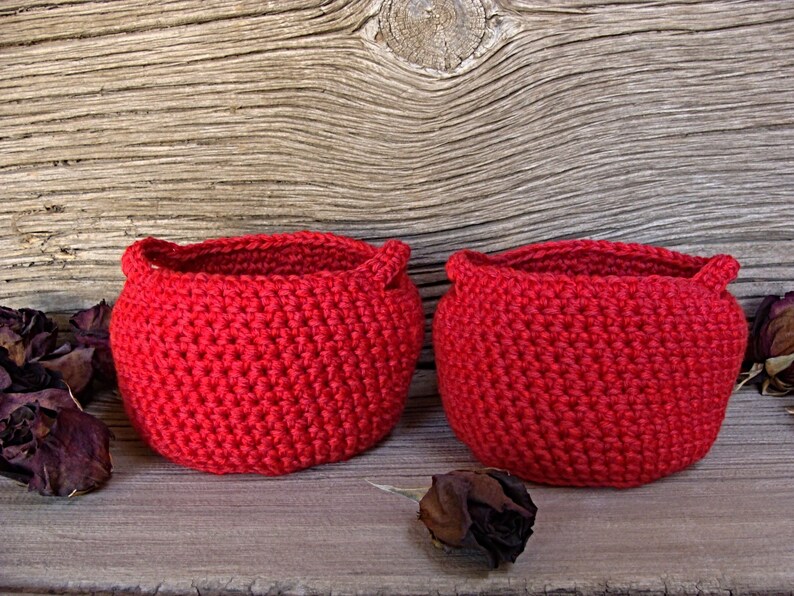 Two Matching Red Baskets / Gift Basket / Handmade / Storage / Etsy