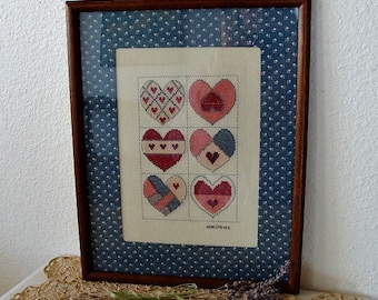 1993 Hand Stitched Hearts Jeremiah Junction, Inc Framed