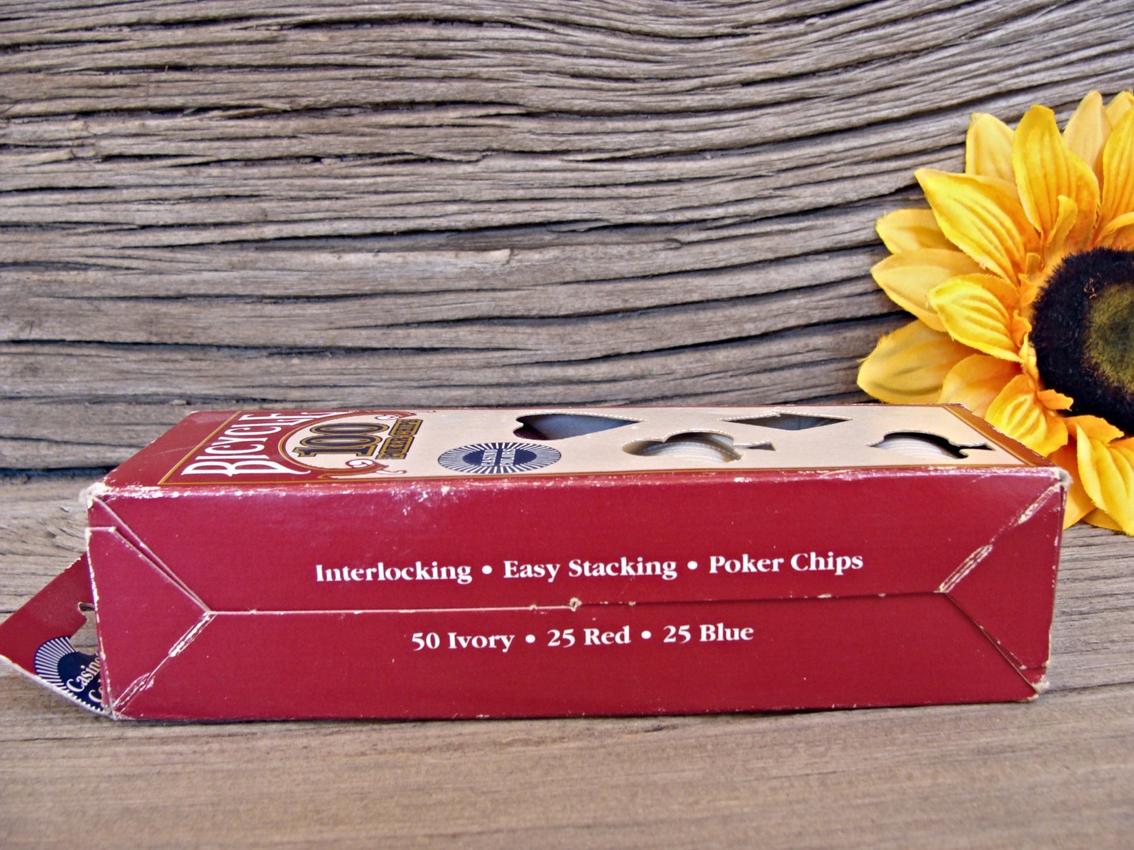 Vintage / 100 Bicycle POKER CHIPS / 50 Ivory / 25 Red / 25 Etsy