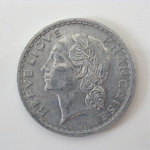 1950 / 5 Francs / France / Aluminum Coin / Paris Mint / Marianne / Circulated / Demonetized
