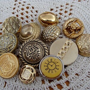 12 Buttons Gold Toned Destash Supply image 1