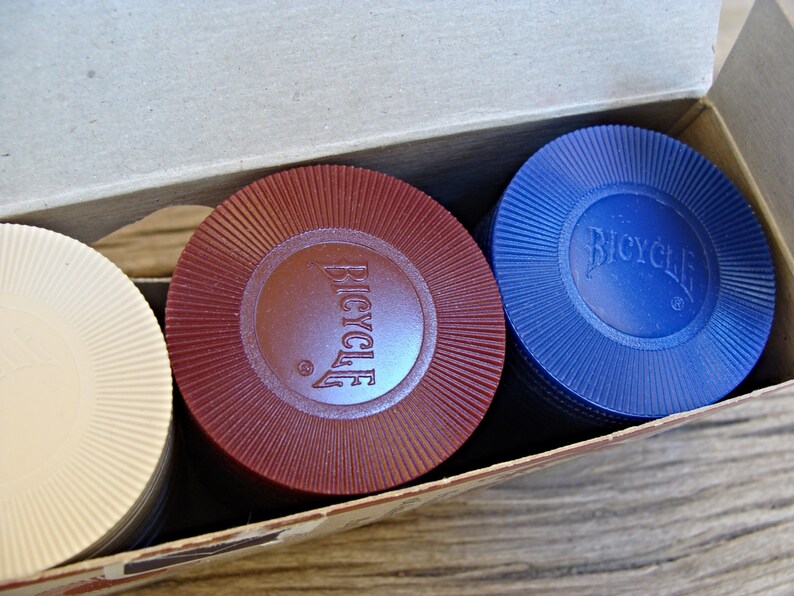 Vintage / 100 Bicycle POKER CHIPS / 50 Ivory / 25 Red / 25 Etsy