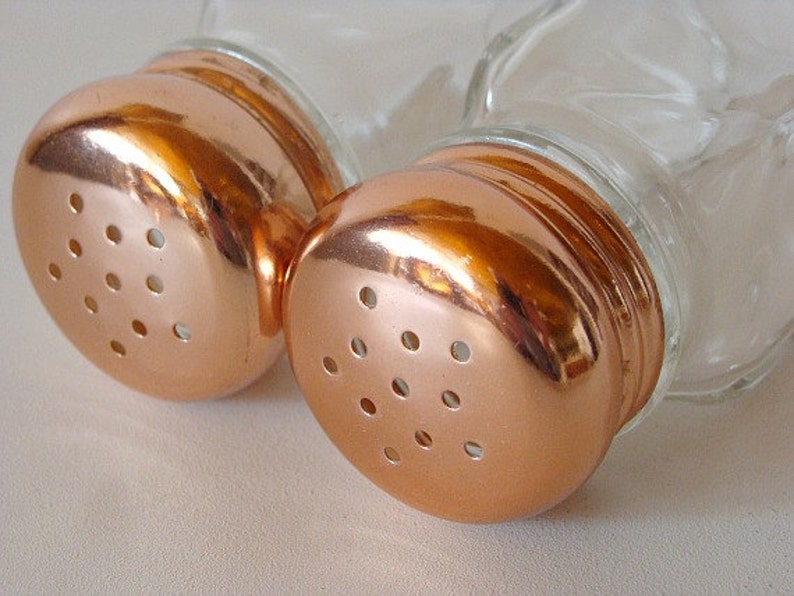 Vintage Copper Top Salt & Pepper Shakers Etsy