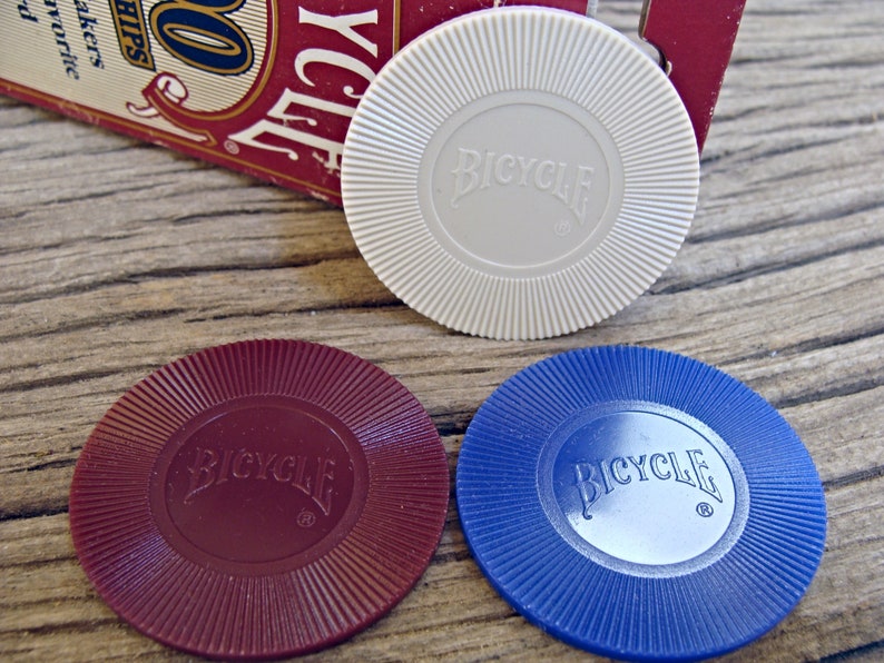 Vintage / 100 Bicycle POKER CHIPS / 50 Ivory / 25 Red / 25 Etsy