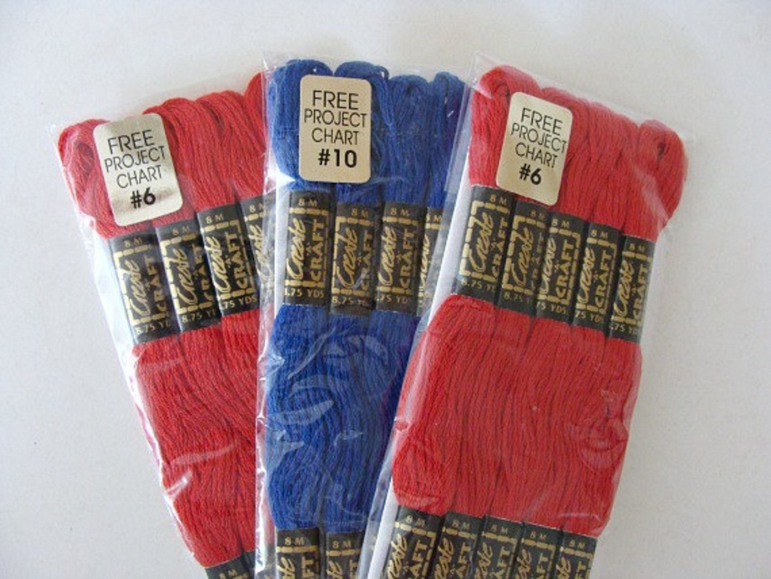 15 Skeins / Create A Craft / Embroidery Floss / Red & Blue Thread