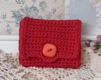 Hand Crochet / Mini Clutch / Small Holder / Handbag Pocket / Red / Little Gift For Her