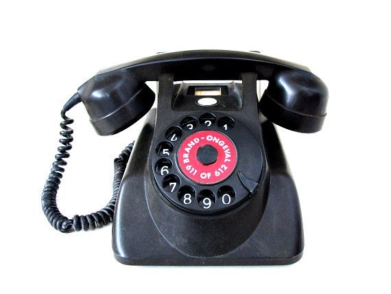 Rotary Dial / Black Telephone / Genuine Holland PTT / Vintage / Landline / Heavy / Stage Prop