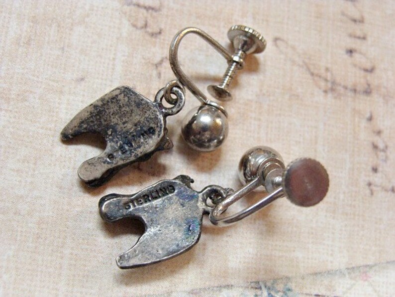 1950s Horse Head Earrings Sterling /& Turquoise Southwestern Charms Upcycle