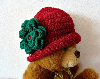 Baby Girl Christmas Crochet Cloche Red and Green