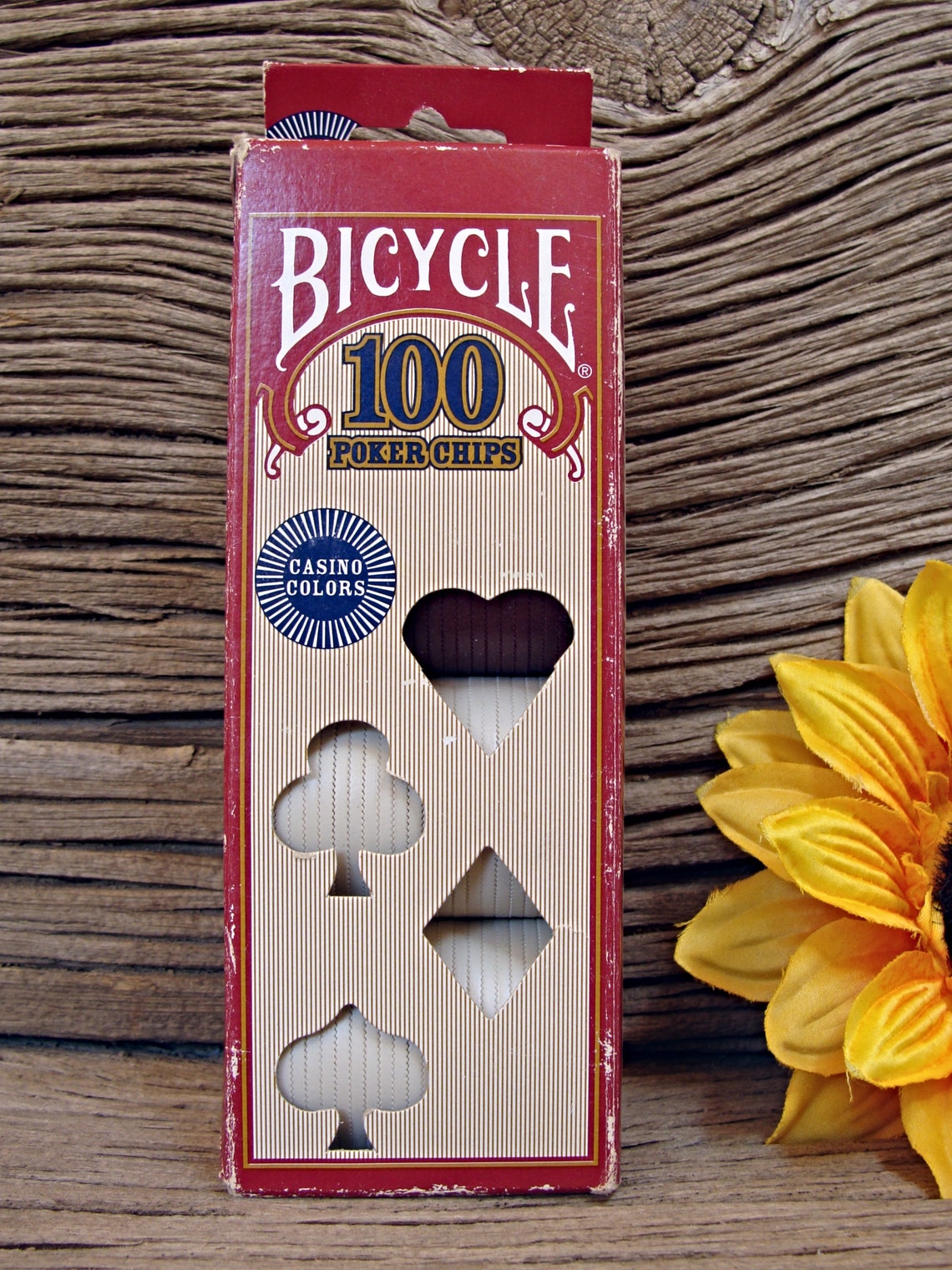 Vintage / 100 Bicycle POKER CHIPS / 50 Ivory / 25 Red / 25 Etsy