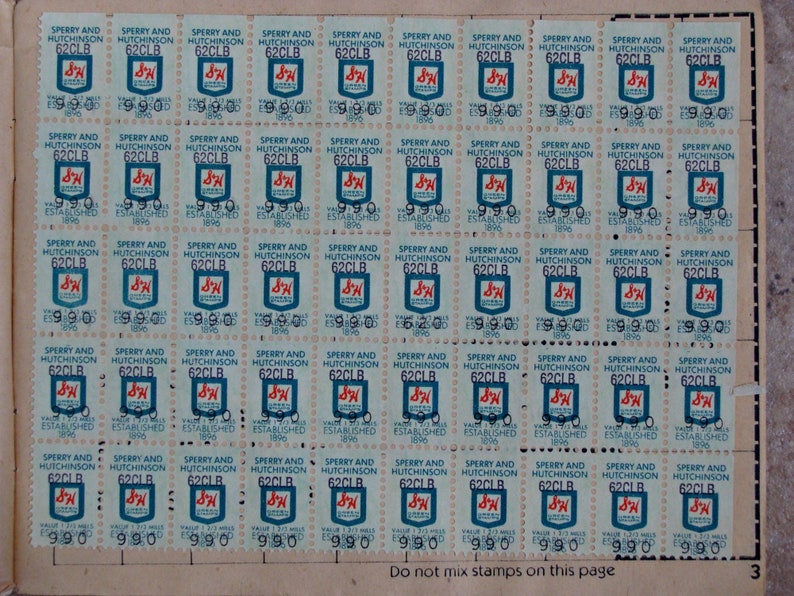 1980s / S & H Green Stamps / Saver Book / Full Book / Sperry Etsy