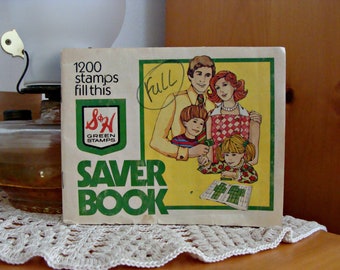 1980s / S & H Green Stamps / Saver Book / Full Book / Sperry Hutchinson / Memorabilia / Vintage Ephemera / Trading Stamps