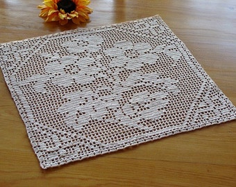 Cherry Blossoms ~ Filet Crochet ~ Handmade ~ Doily ~ Design Winter Cherry