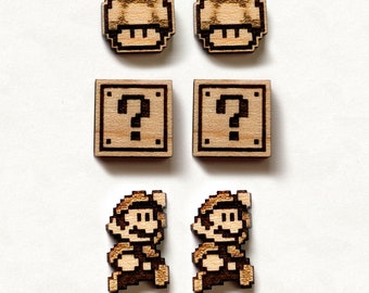 Mario / Mushroom / Question Mark Stud Earrings