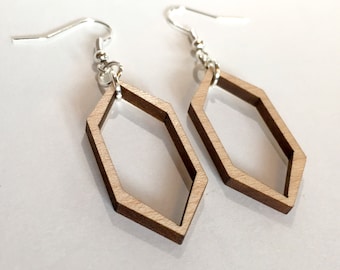 Hollow Crystal Wooden Earrings