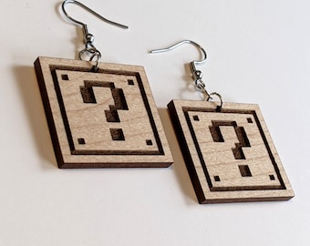 Mario Question Mark Block Earrings