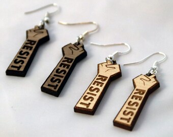 Resist Fist Drop Earrings