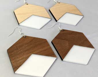 Hexagon Two Tone Earrings