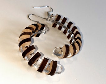 Floating Wooden Arc Half Lap Earrings