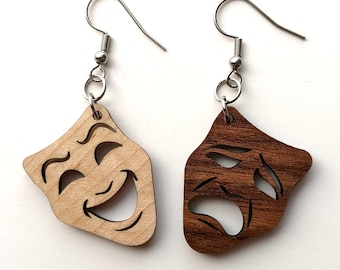 Theatre Masks Tragedy Comedy Dangle Earrings