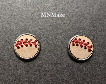 Leather Baseball Earrings