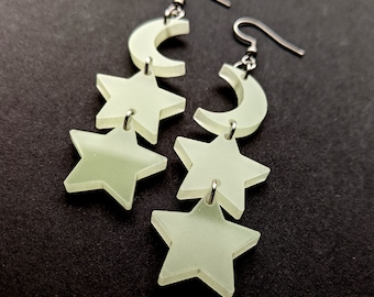 Glow in the Dark Moon and Stars Earrings