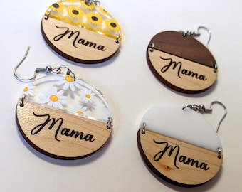 Mama Split Circle Dangle Earrings