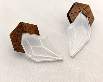 Cristaux dans Geodes Stud Boucles d’oreilles