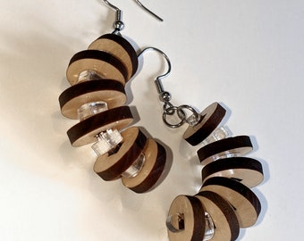 Floating Wooden Arc Earrings