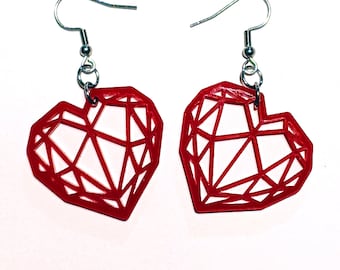 Boucles d’oreilles pendantes en cœur polygonal
