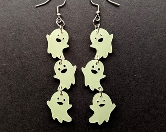 Glow in the Dark Ghost Halloween Earrings