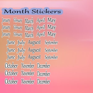 Monthly Planner Stickers, Labels for Planners, Calendars and More, Color Options Available