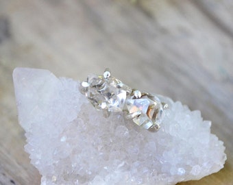 herkimer diamond earrings • high grade AA raw herkimer studs in sterling silver or gold • small (4-5mm) or large (7-8mm)