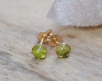 Peridot Stud Earrings: 14k Gold-Fill or Sterling Silver, August Birthstone