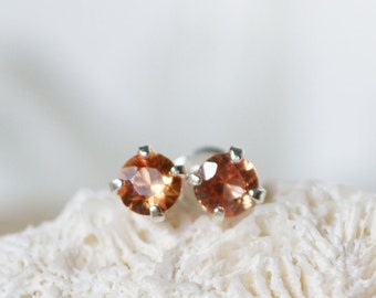 Genuine Songea Sapphire Gemstones in Argentium Silver Stud Earrings September Birthstone