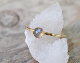 Labradorite Stacking Ring • 14k Gold Filled, Minimalist Gemstone
