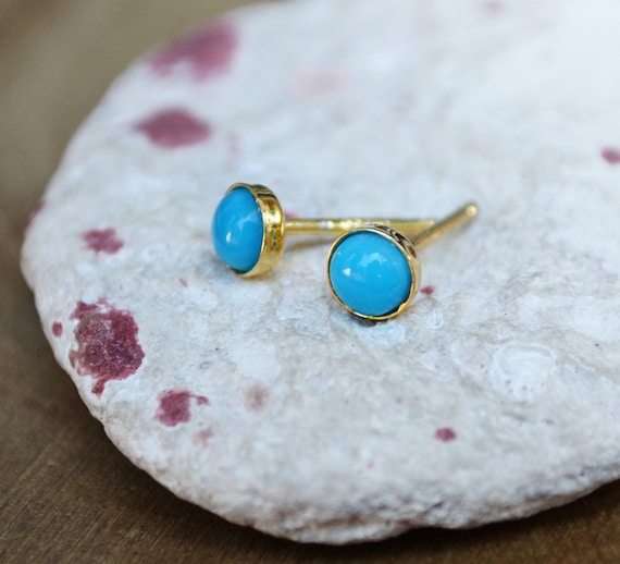 Sleeping Beauty Turquoise Stud Earrings: 14k Gold Fill, 4mm  14K Sleeping Beauty Studs main image 0