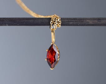 Collar de granate: relleno de oro de 14 k o plata esterlina, piedra preciosa marquesa
