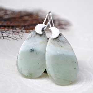 blue opal earrings /// large natural peruvian blue earrings set in sterling silver moon crescents • gemstone jewelry • OOAK gift for her