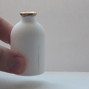 English fine bone china small bottle with gold rims bud vase image 2