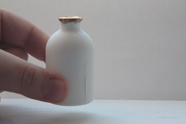 English fine bone china small bottle with gold rims bud vase image 2