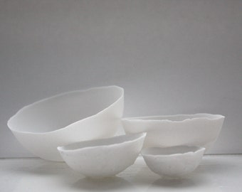 Set of 4 English fine bone china nesting stoneware bowls
