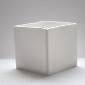 Small snow white cube made from English fine bone china geometric decor image 2