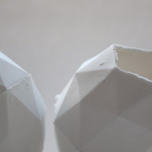 Geometric faceted polyhedron white vase made from stoneware fine bone china geometric decor image 3