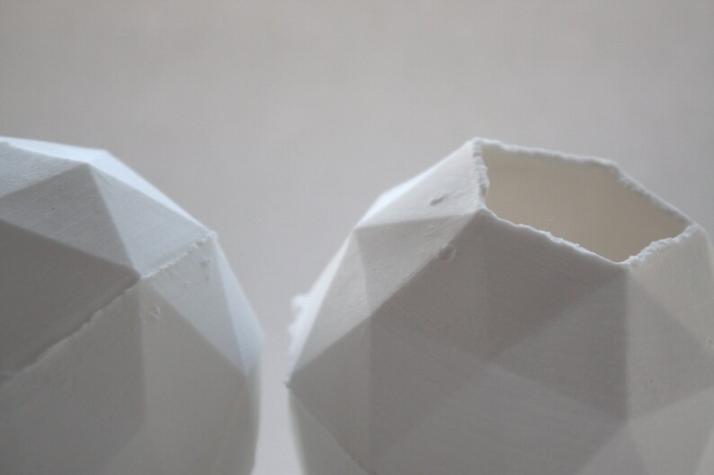 Geometric faceted polyhedron white vase made from stoneware fine bone china geometric decor image 3