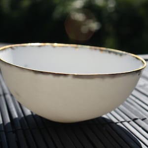 Fine bone china small stoneware bowl with real gold, white porcelain bowl, image 10