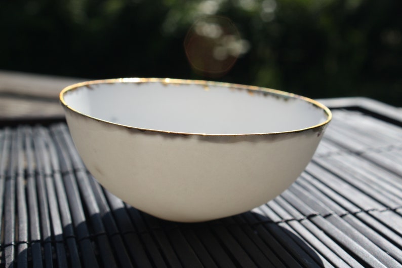 Fine bone china small stoneware bowl with real gold, white porcelain bowl, image 10